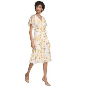 New Calvin Klein floral midi dress wrap style plus size 16